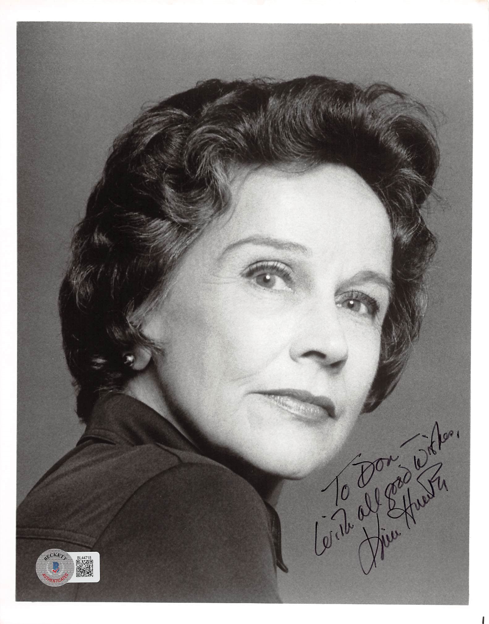 Kim Hunter Planet Of The Apes "All Good Wishes" Signed 8x10 Photo BAS #BL44718