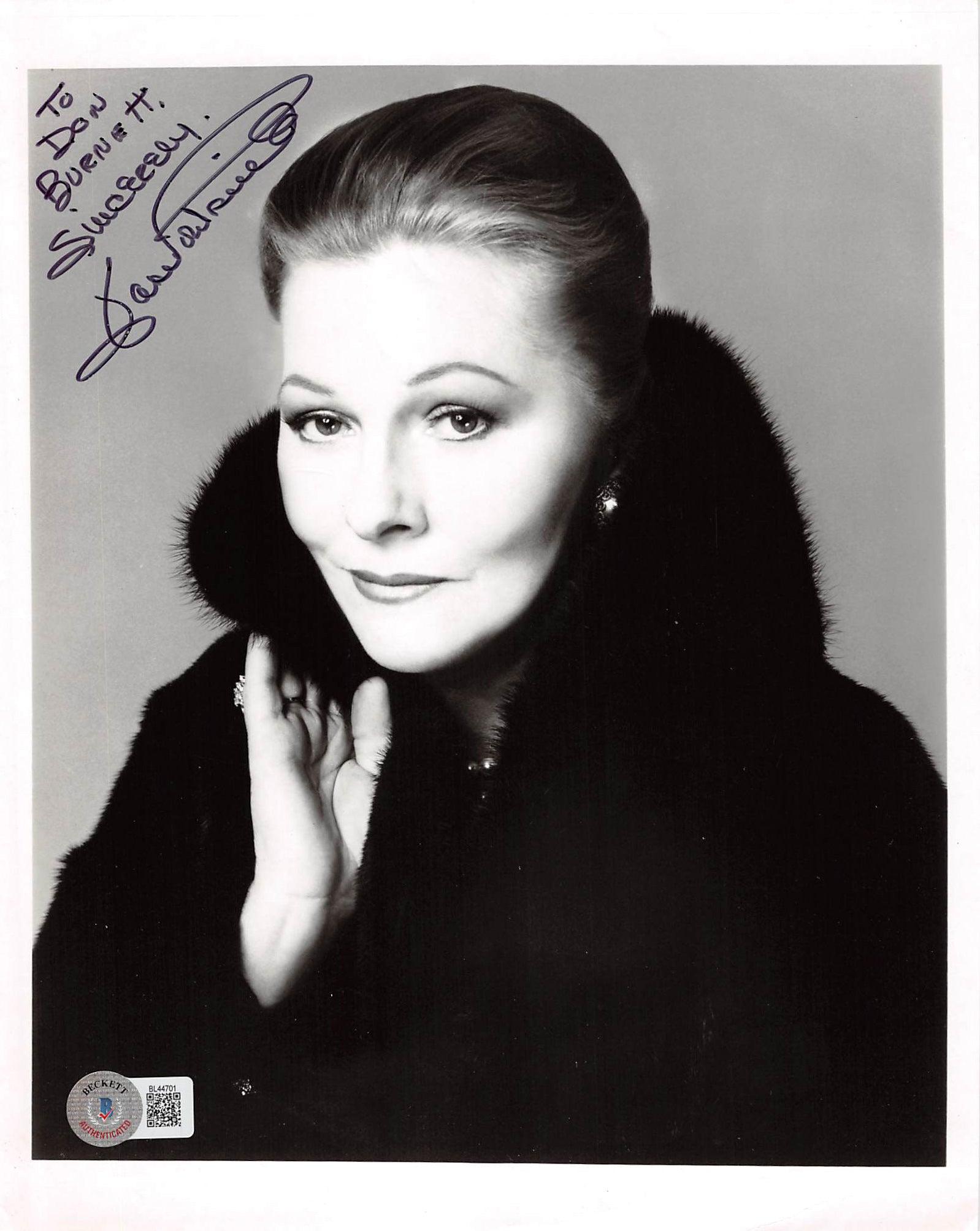 Joan Fontaine Suspicion "To Don Burnett" Signed 8x10 Photo BAS #BL44701