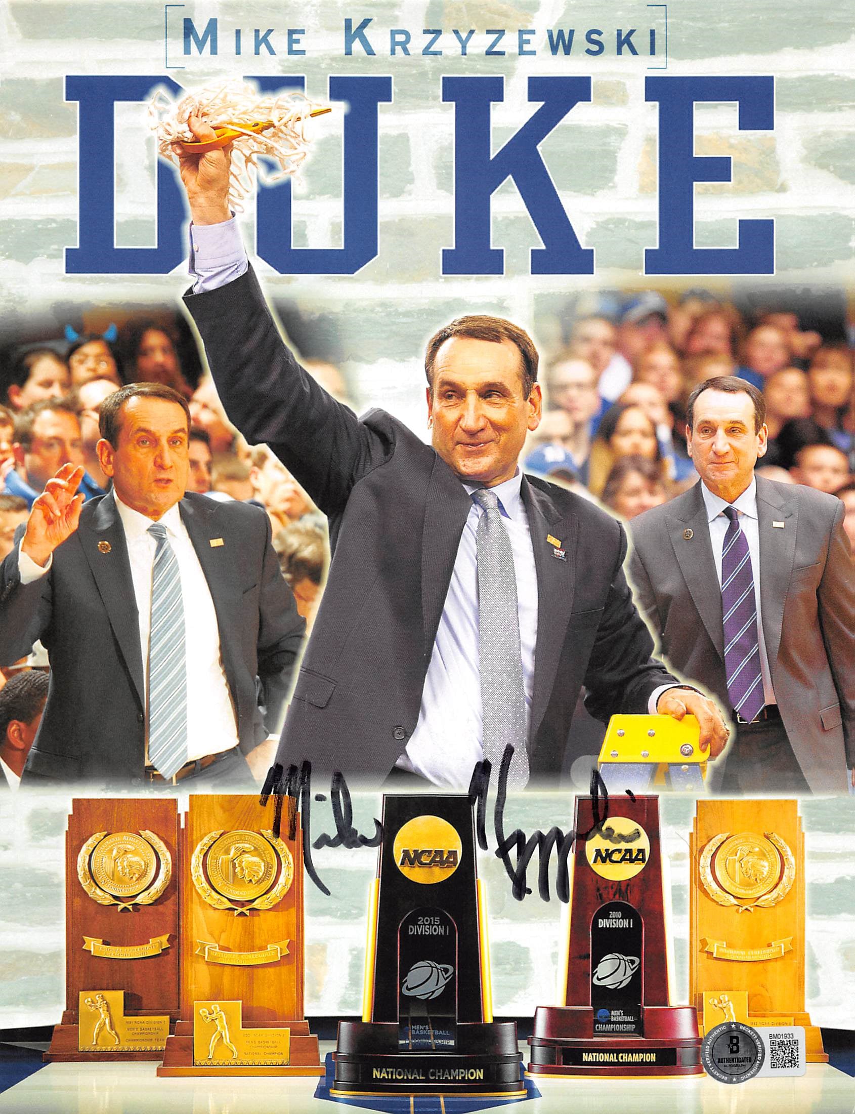 Duke Mike Krzyzewski Authentic Signed 8.5x11 Photo Autographed BAS #BM01933