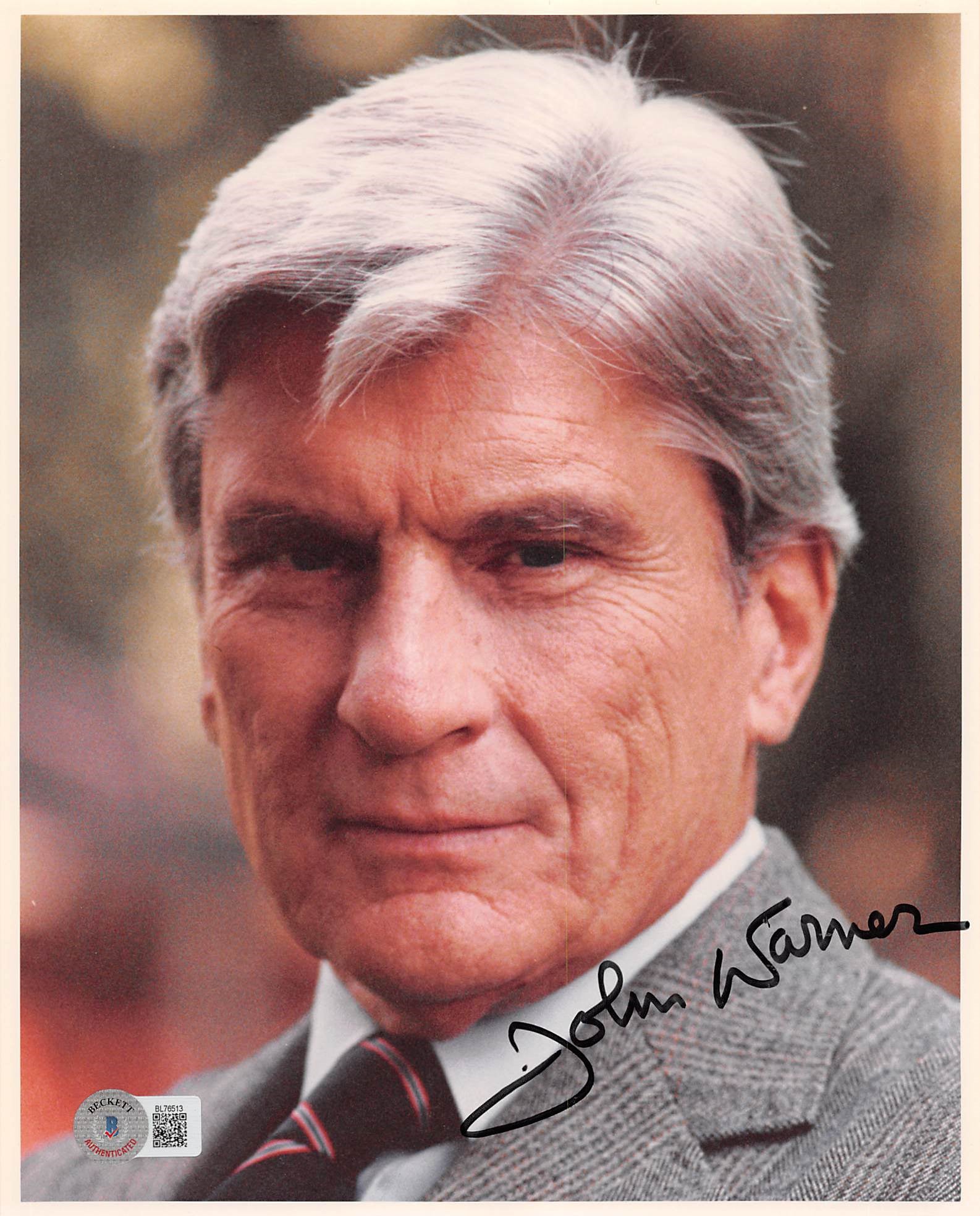 John W. Warner Authentic Signed 8x10 Photo Autographed BAS #BL76513