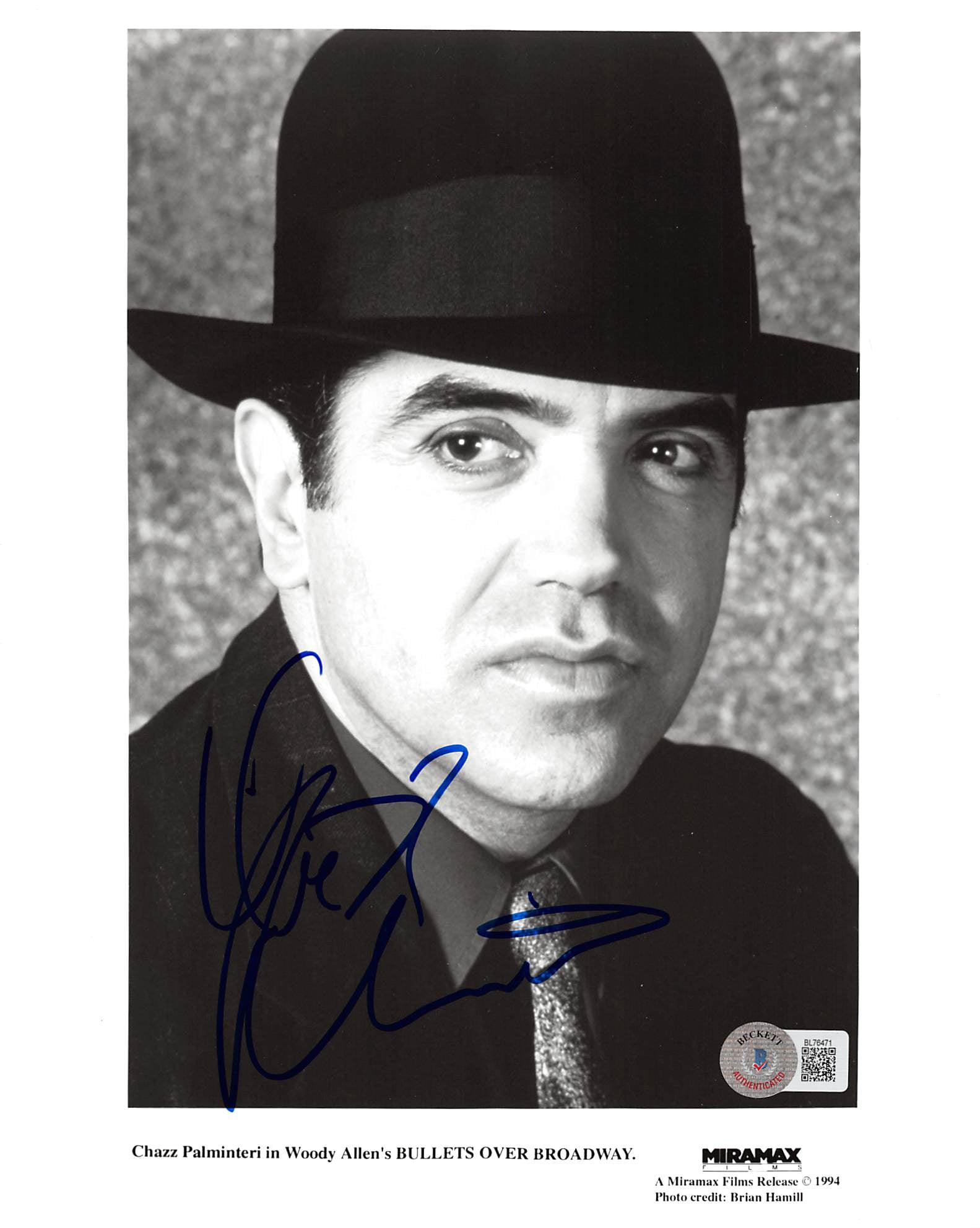 Chazz Palminteri Bullets over Broadway Authentic Signed 8x10 Photo BAS #BL76471