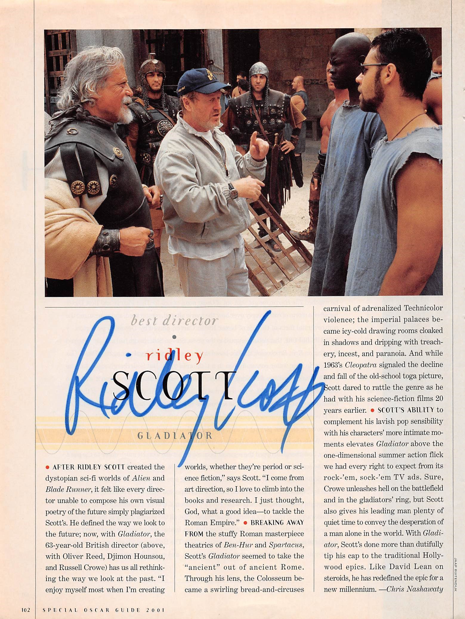 Ridley Scott Authentic Signed 8x10.5 Magazine Page Autographed BAS LOA #AD38614