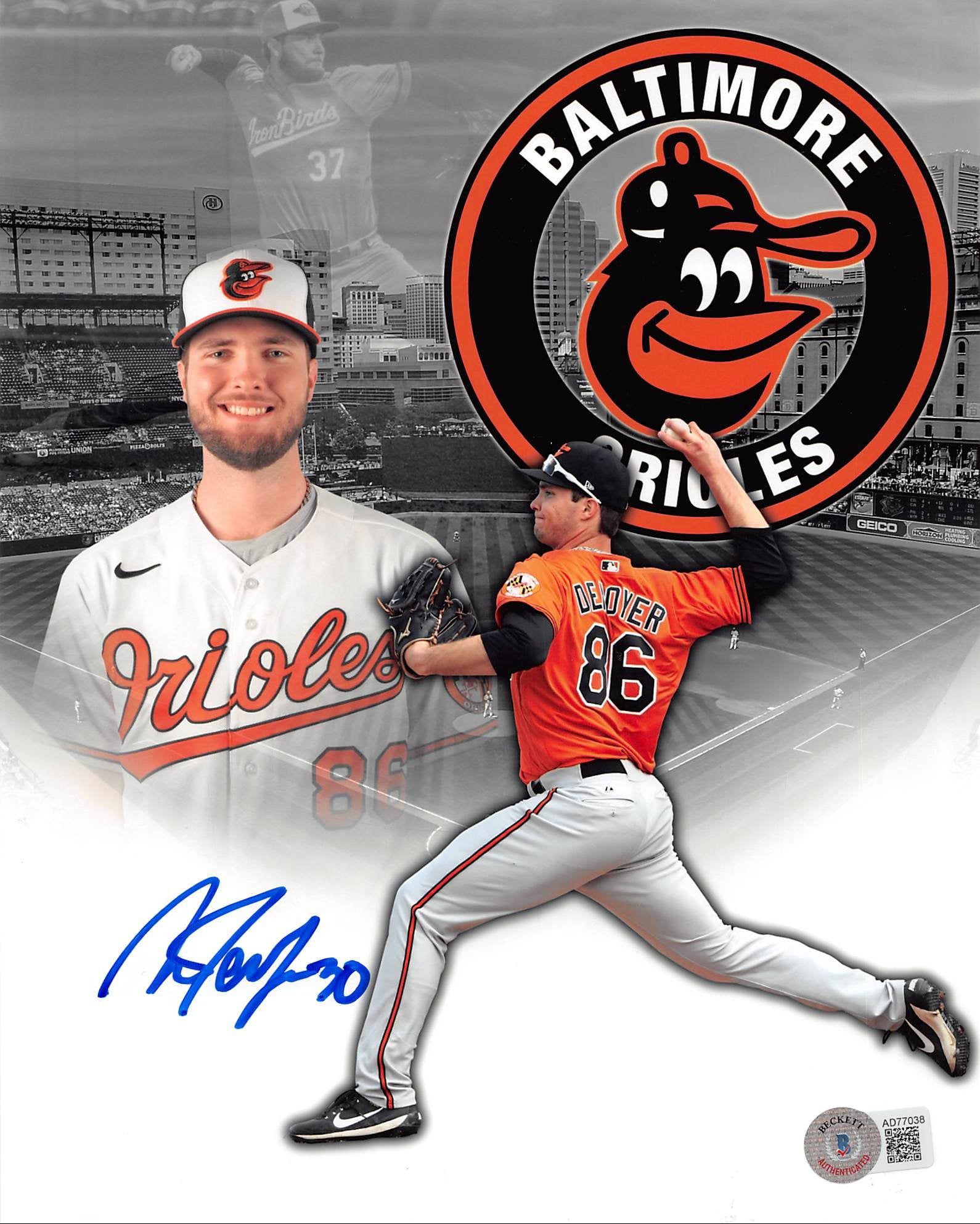 Orioles Noah Denoyer Authentic Signed 8x10 Photo Autographed BAS #AD77038