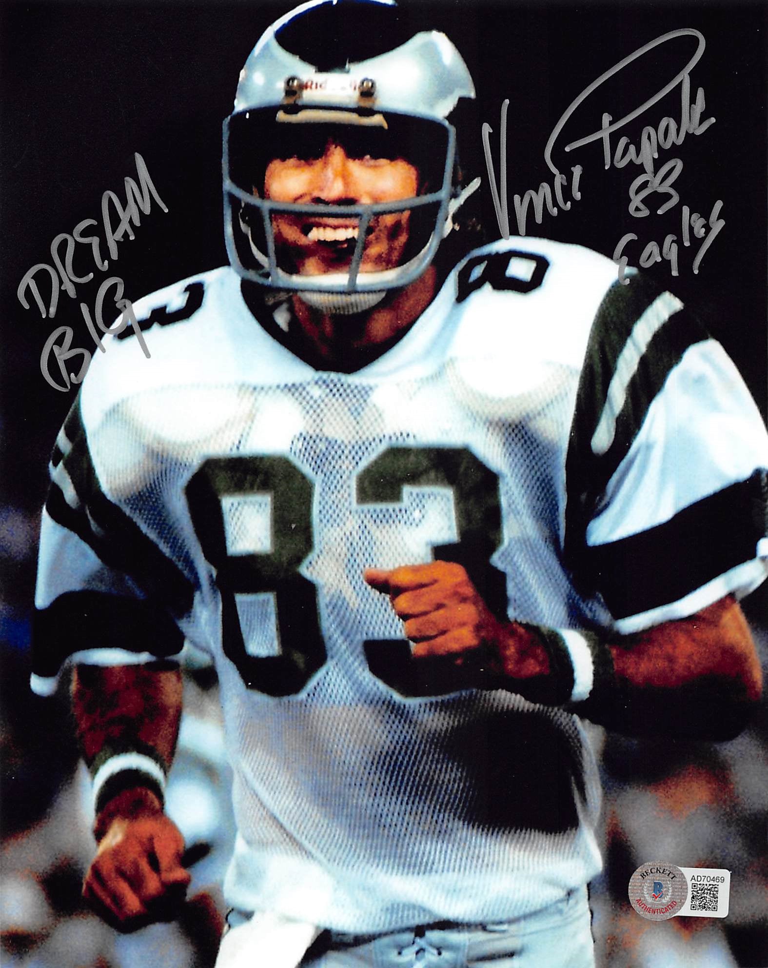 Eagles Vince Papale "Dream Big Eagles 83" Signed 8x10 Photo BAS #AD70469