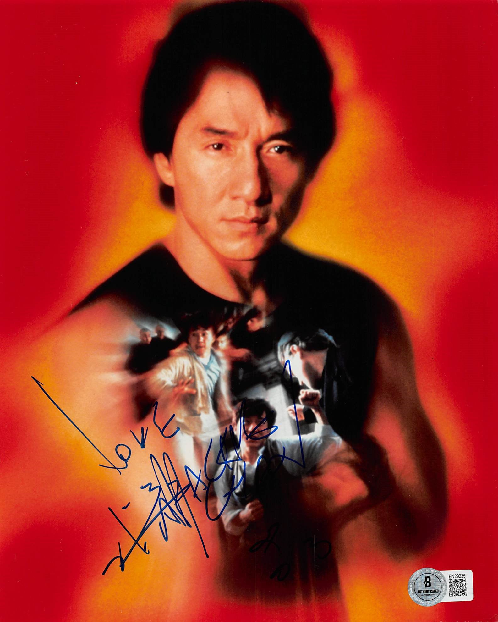 Jackie Chan The Accidental Spy "Love" Authentic Signed 8x10 Photo BAS #BN29235