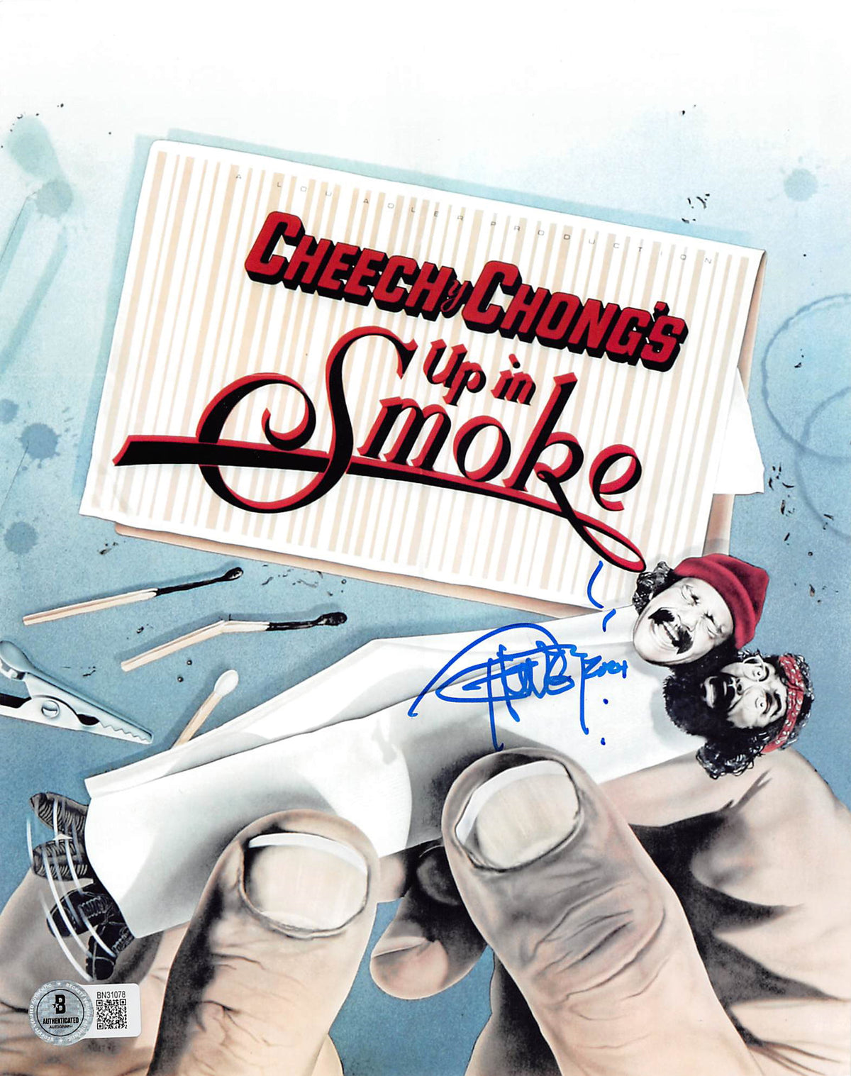 Tommy Chong Cheech & Chong's Up In Smoke Signed 8x10 Photo w/ Blue Sig BAS 7