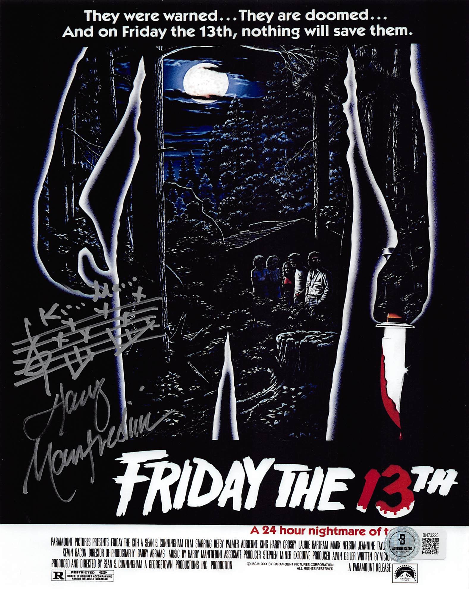 Harry Manfredini Friday The 13th Signed 8x10 Vertical Photo w/ Sketch BAS 1
