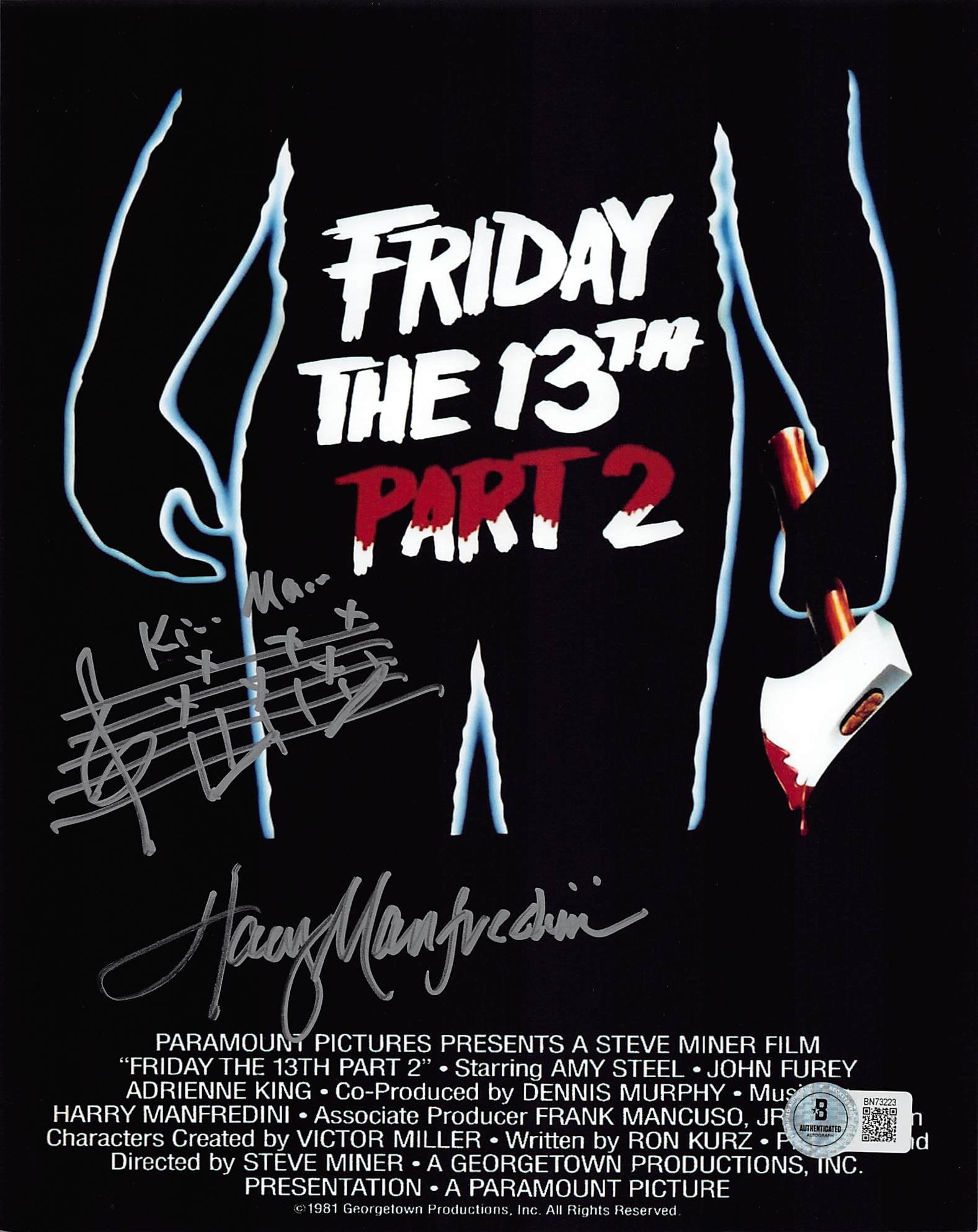 Harry Manfredini Friday The 13th Signed 8x10 Vertical Photo w/ Sketch BAS 4