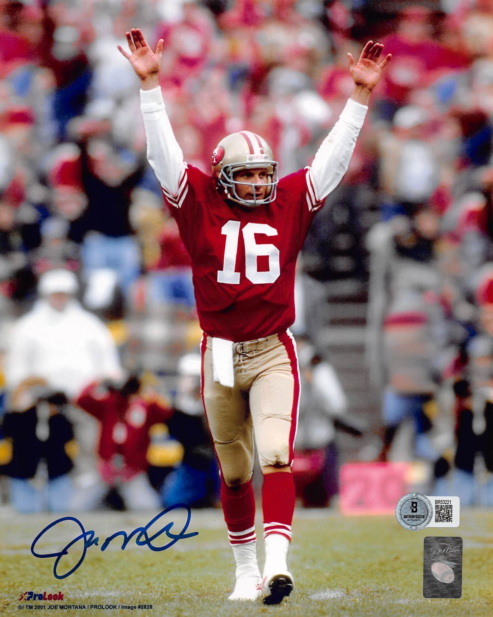 49ers Joe Montana Authentic Signed 8x10 Vertical Celebration Photo BAS