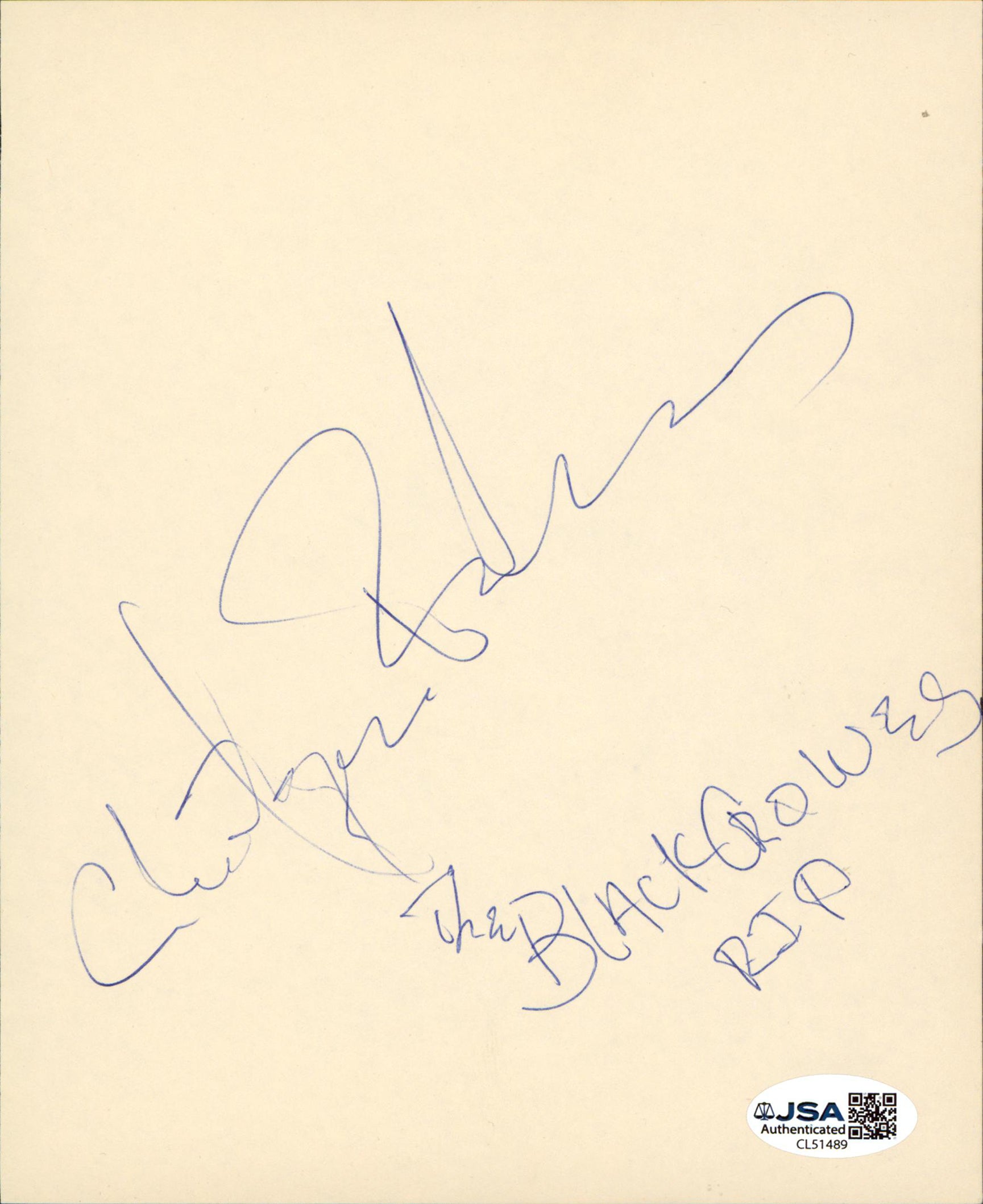 Christopher Robinson "The Black Crowes" Signed 5.75x7 Cut Signature JSA #CL51489