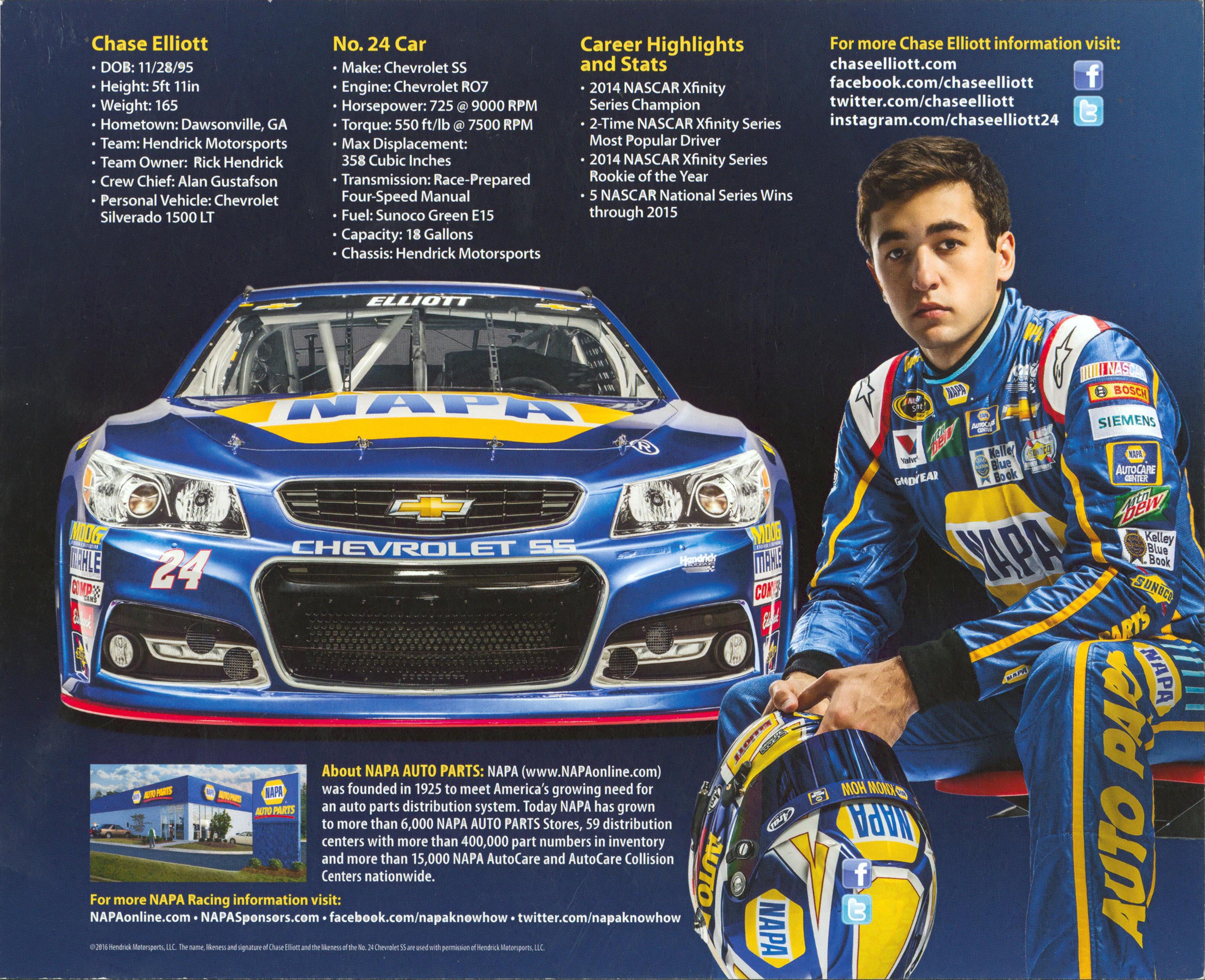 NASCAR Chase Elliott Authentic Signed 8x10 Promotional Card JSA #AY28698