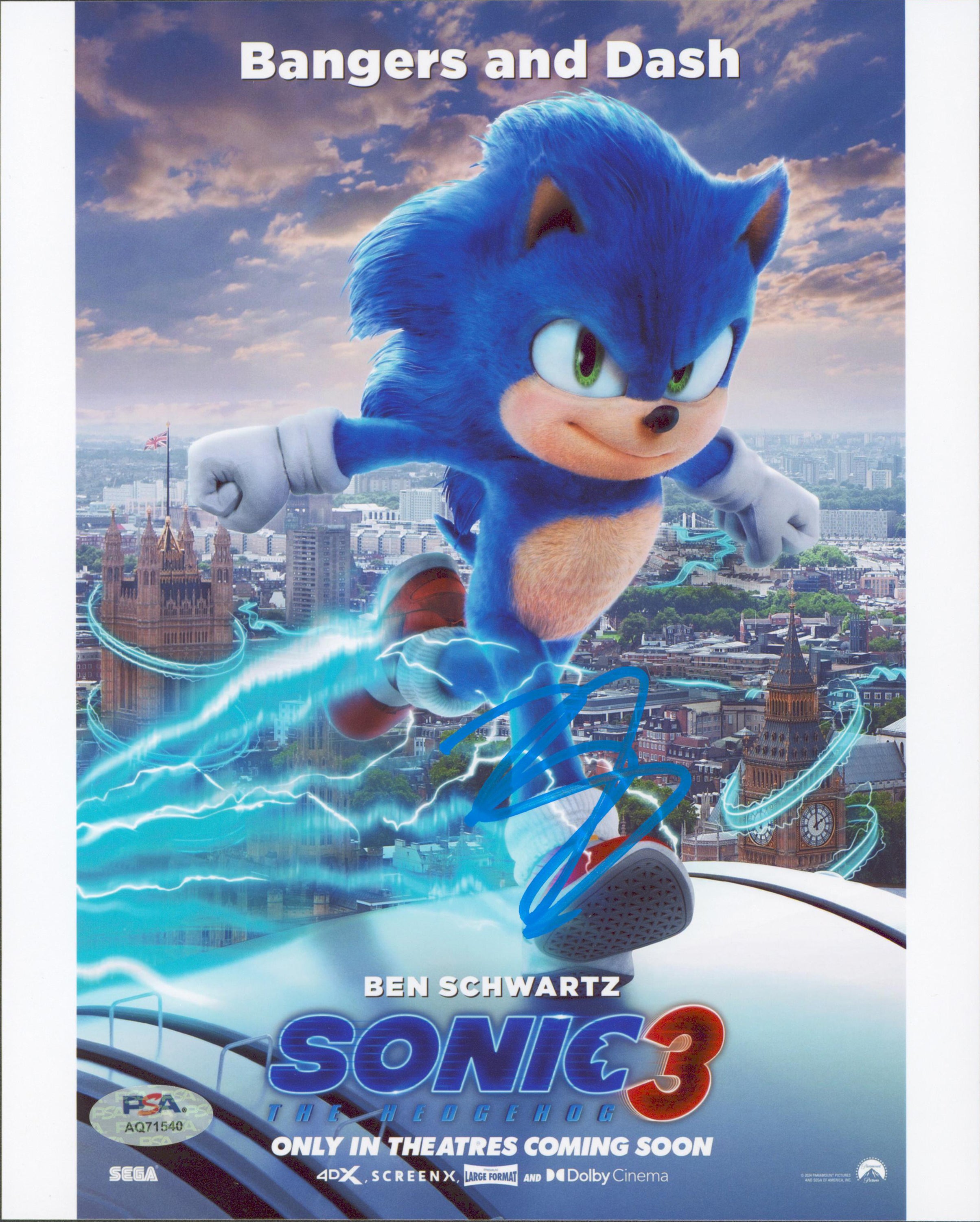 Ben Schwartz Sonic The Hedgehog 3 Authentic Signed 8x10 Photo PSA/DNA #AQ71540