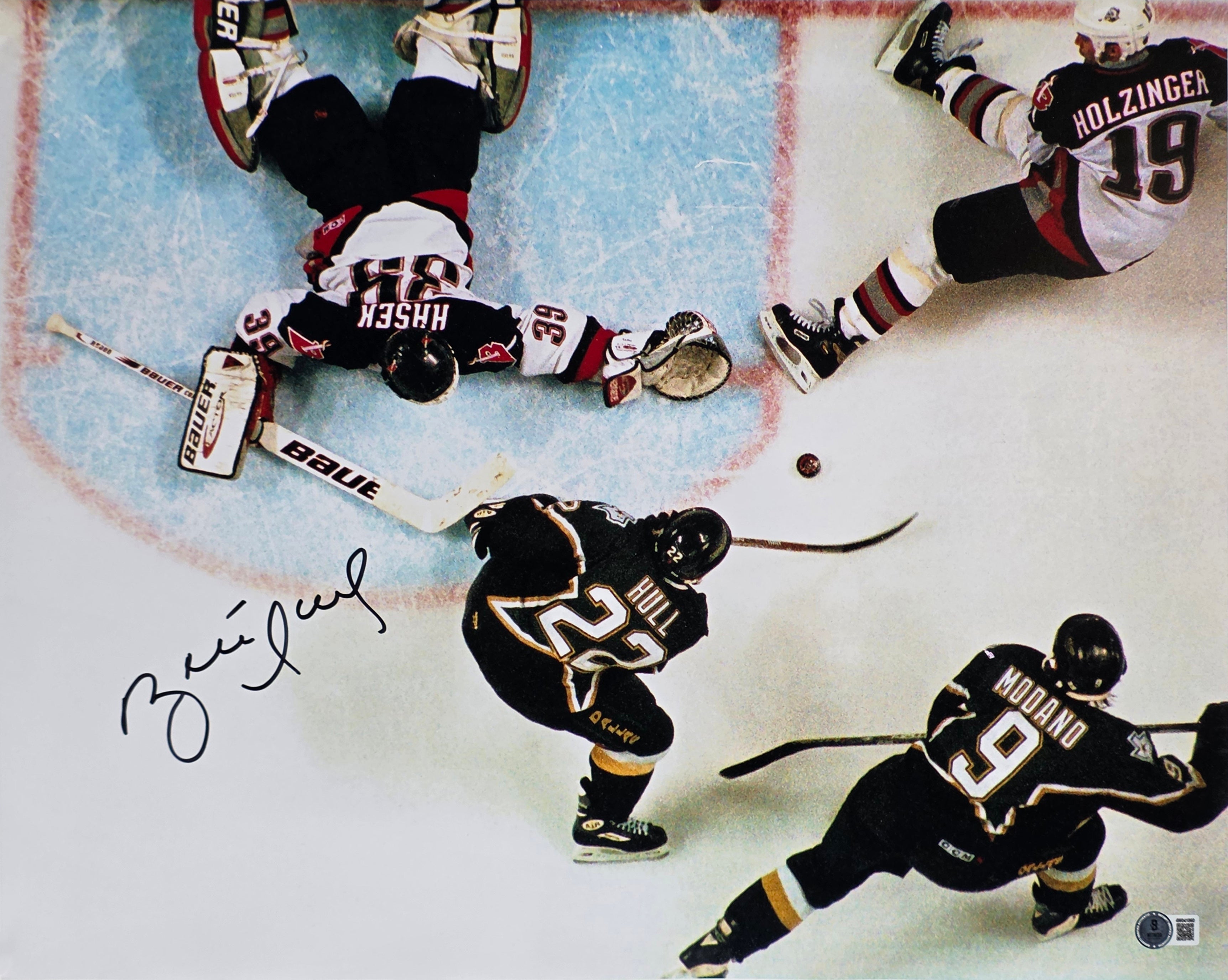 Stars Brett Hull Authentic 16x20 Horizontal Photo Autographed BAS Witnessed