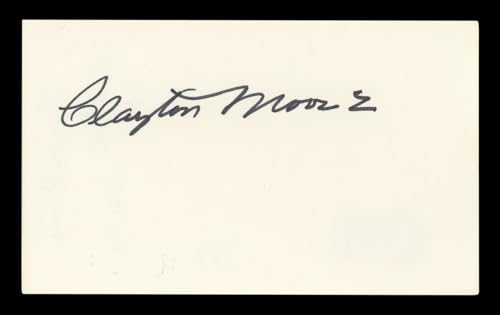 Clayton Moore The Lone Ranger Authentic Signed 3x5 Index Card BAS #BL96566