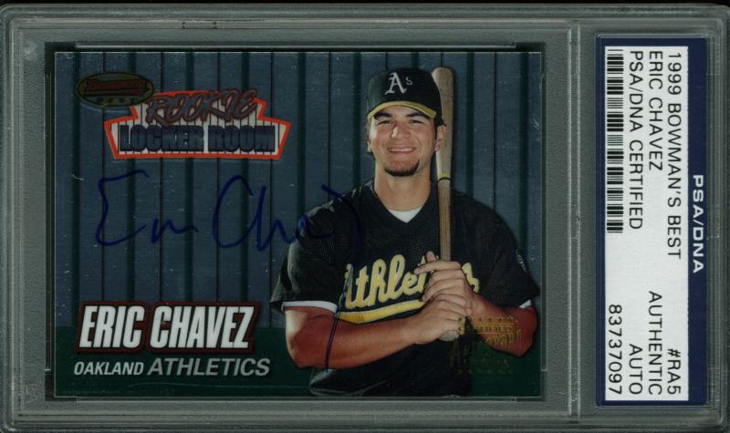 Athletics Eric Chavez Signed Card 1999 Bowman'S Best Rc #Ra5 PSA/DNA Slabbed