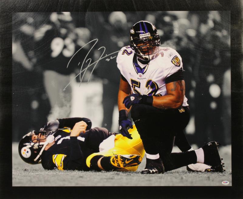 Ravens Ray Lewis Authentic Signed 24X30 Canvas Autographed PSA/DNA ITP