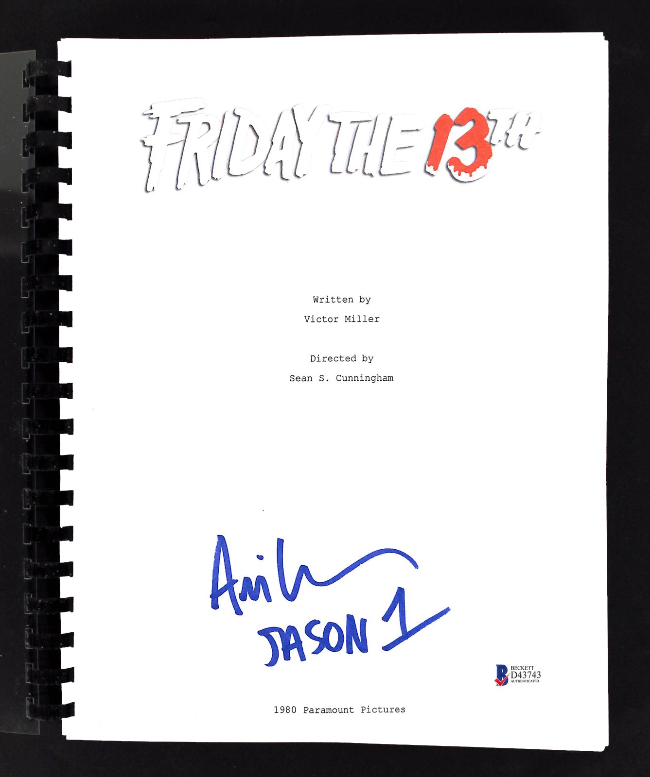 Ari Lehman Authentic Signed Friday The 13th Movie Script Autographed BAS 3