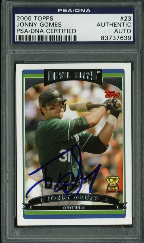 Rays Jonny Gomes Authentic Signed Card 2006 Topps Rc #23 PSA/DNA Slabbed