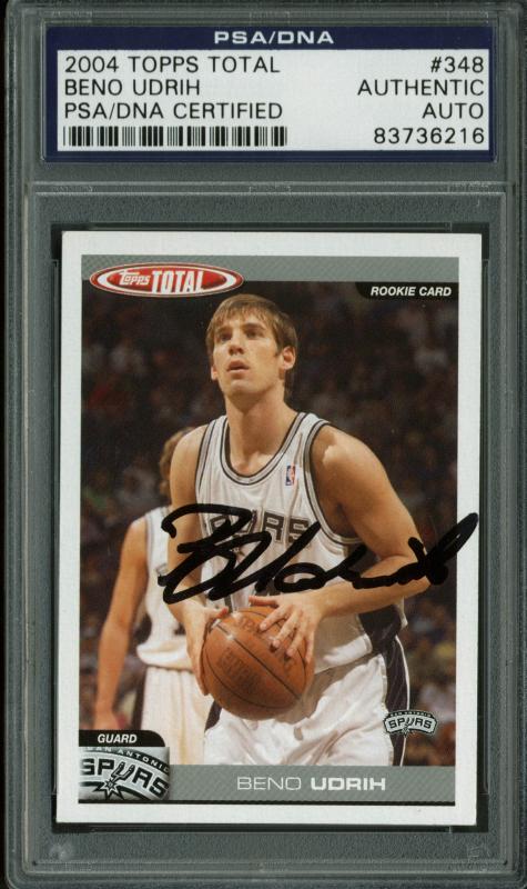 Spurs Beno Udrih Authentic Signed Card 2004 Topps Total Rc #348 PSA/DNA Slabbed