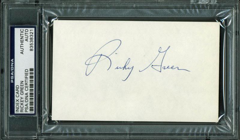 Jazz Rickey Green Authentic Signed 3X5 Index Card Autographed PSA/DNA Slabbed