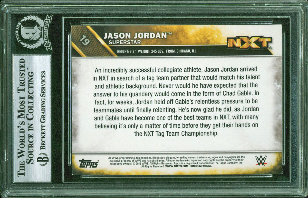 Jason Jordan Authentic Signed 2016 Topps WWE #19 Auto Card BAS Slabbed