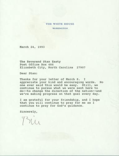 Bill Clinton Signed 6.75x9 1993 Typed Letter On WH Letterhead BAS #AB14597