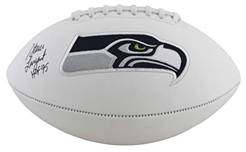 Seahawks Steve Largent "HOF 95" Authentic Signed White Panel Logo Football BAS