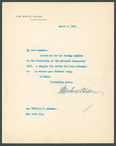 Woodrow Wilson Authentic Signed 7x8.8 Letter Dated March 6, 1914 On White House Letterhead BAS #AB14541