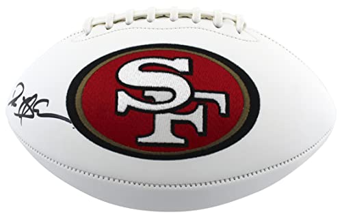 49ers Deion Sanders Authentic Signed White Panel Logo Football BAS Witnessed