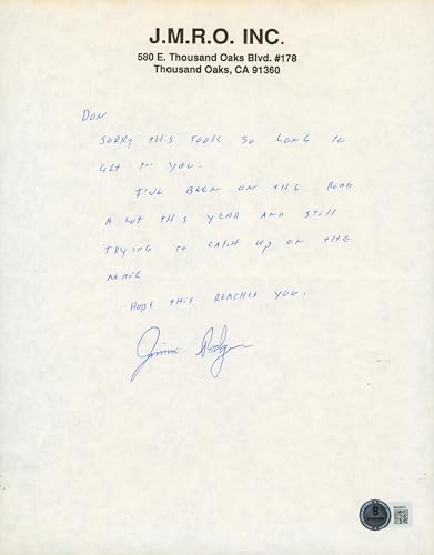 Jimmie Rogers Musician Authentic Signed 8.5x11 Handwritten Letter BAS #BM38070