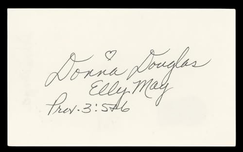 Donna Douglas "Elly May Prov 3:576" Authentic Signed 3x5 Index Card BAS #BL96817