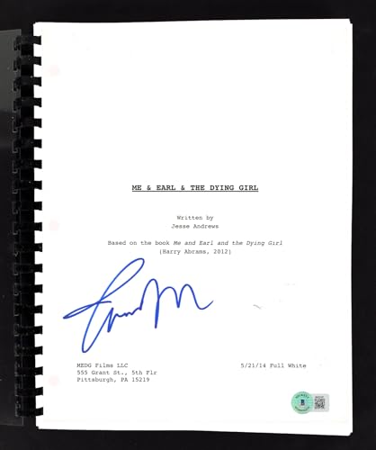 Thomas Mann Me & Earl & The Dying Girl Signed Movie Script BAS #BK02187