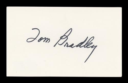 Tom Bradley Mayor Authentic Signed 3x5 Index Card Autographed BAS #BM57032