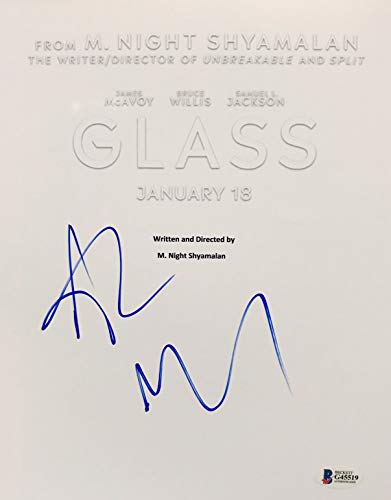 M. Night Shyamalan & Anya Taylor Joy Signed Glass Movie Script Cover BAS #G45519