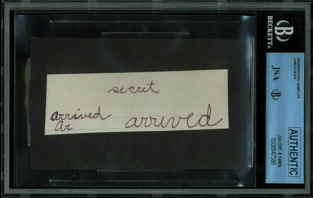 James Dean 1.5x4 Handwriting Sample from 5th Grade Notebook JSA Slabbed #8947586