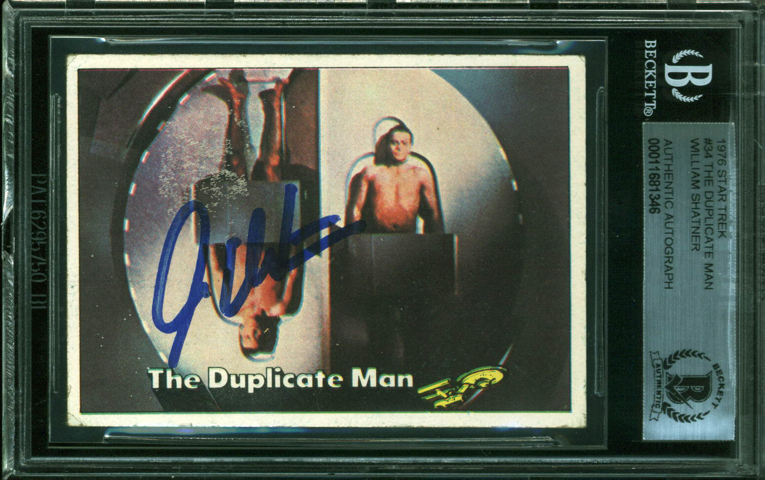 William Shatner Signed 1976 Star Trek #34 The Duplicate Man Card BAS Slabbed