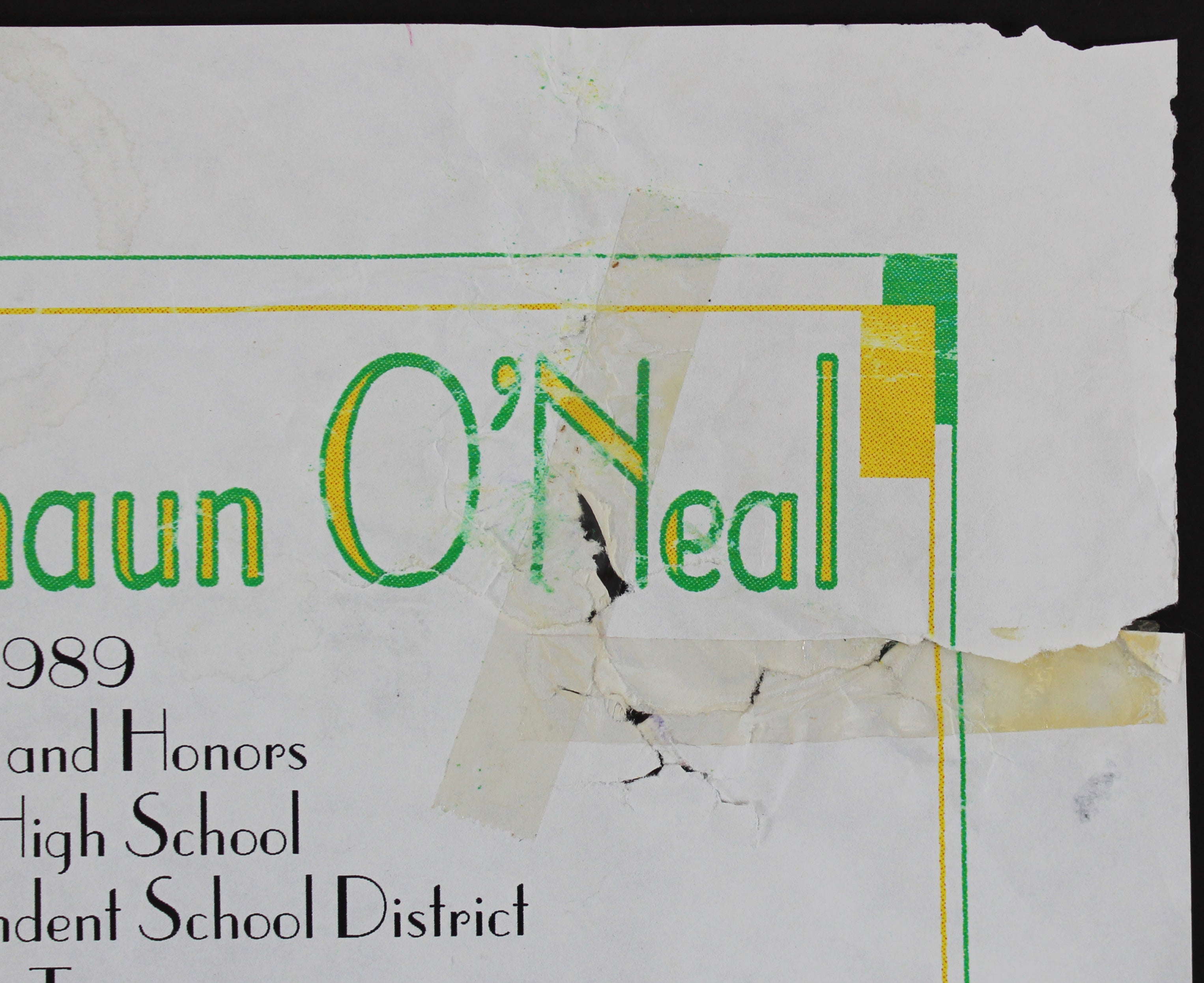 Shaquille O'Neal Signed 12x17.75 High School Awards Poster BAS Witness #WP79154