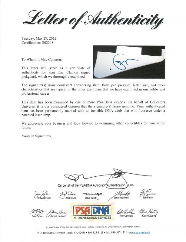 Eric Clapton Authentic Signed Electric Guitar Autographed PSA/DNA #S02248