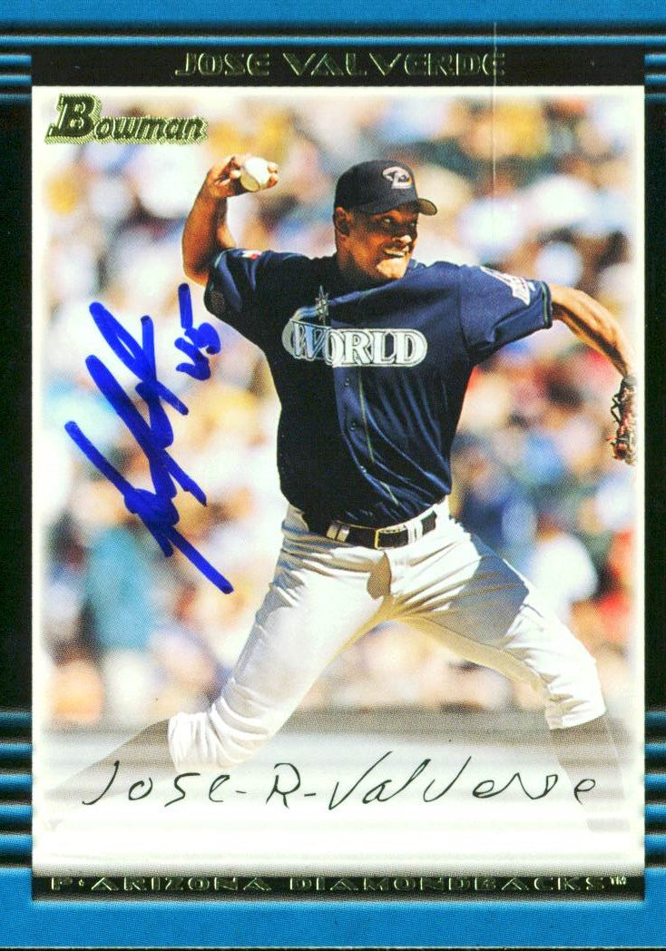 D-Backs Jose Valverde Authentic Signed Card 2002 Bowman RC #271 w/ COA