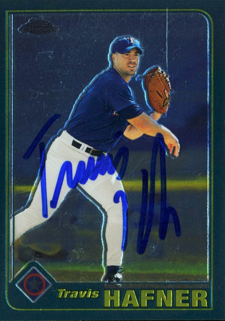 Rangers Travis Hafner Authentic Signed Card 2001 Topps Chrome RC #T210 w/ COA