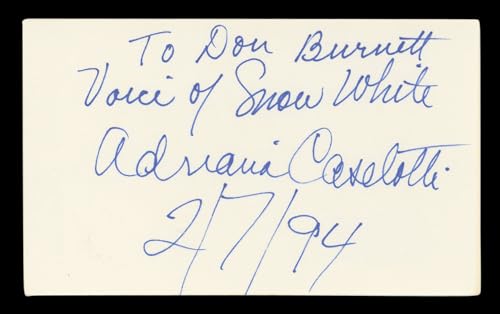 Adriana Caselotti Snow White "2/7/94" Signed 3x5 Index Card BAS #AD70151