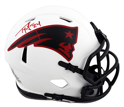 Patriots Ty Law Authentic Signed Alternate Lunar Speed Mini Helmet BAS Witnessed