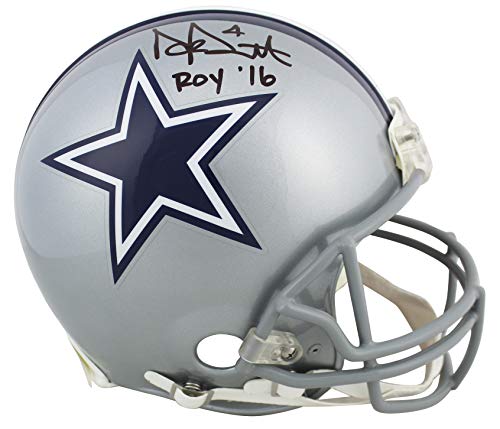 Cowboys Dak Prescott "ROY 2016" Signed Proline Full Size Helmet BAS Witnessed