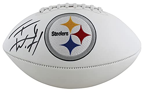 Steelers T.J. Watt Authentic Signed White Panel Logo Football BAS Witnessed