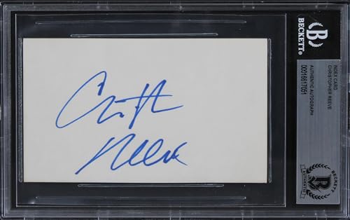 Christopher Reeve Superman Authentic Signed 3x5 Index Card BAS Slabbed 2
