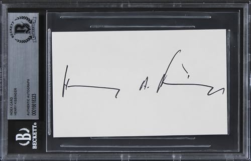 Henry Kissinger Former US Secretary of State Signed 3x5 Index Card BAS Slabbed