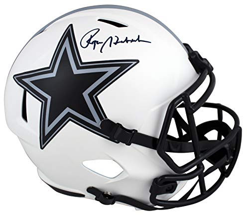 Cowboys Roger Staubach Signed Lunar Full Size Speed Rep Helmet BAS Witnessed