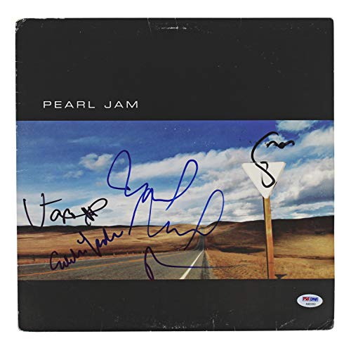 Pearl Jam (5) Vedder, Ament,  McCready, Gossard +1 Signed Yield Album Cover PSA