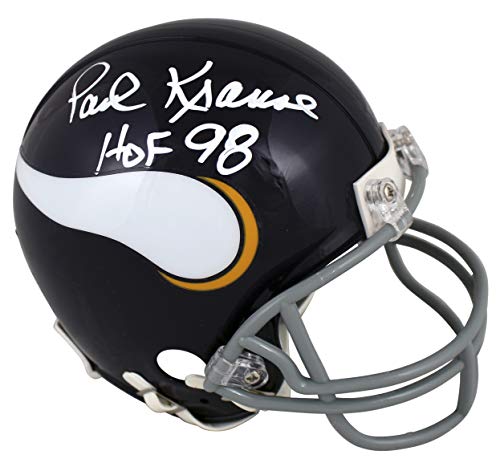 Vikings Paul Krause "HOF 98" Signed 1961-79 Throwback Rep Mini Helmet BAS Wit