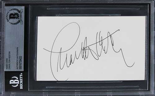 Charlton Heston Ben-Hur Authentic Signed 3x5 Index Card BAS Slabbed 2